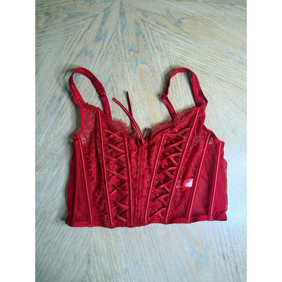 Victoria's Secret red lace corset top size Medium - Picture 2 of 8